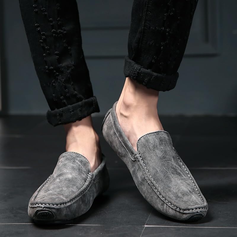Mens Loafers Square Toe PU Leather Driving Style Loafer Anti-Slip Slip Resistant Flat Heel Classic Slip-ons4
