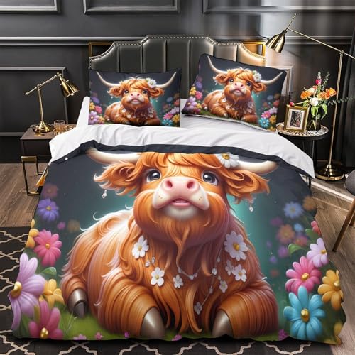 Housse de couette 260x220 chat dessin animé parure de lit confortable 3D