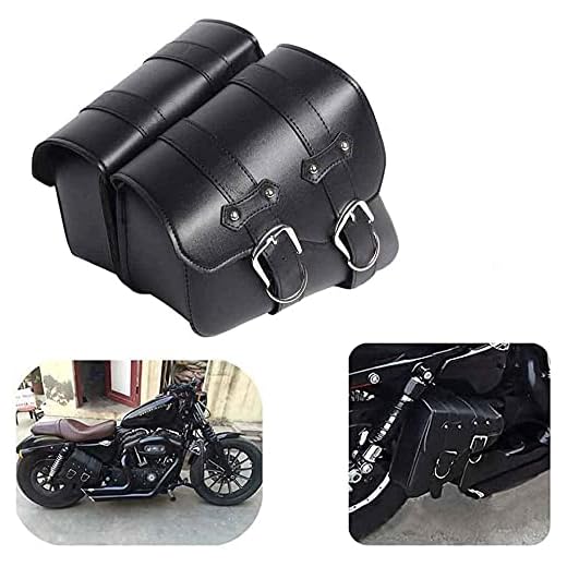 1 par de Lado de la Motocicleta de la silla de Montar a Prueba de Agua de la PU de Cuero Moto lado Equipaje Negro