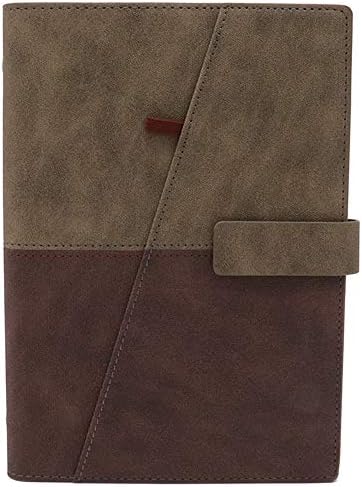 WCR Refillable Notebook, Loose-Leaf Writing Journal Spiral Bound Diary, Executive Personal Organiser with Card Pockets, Pen Loop, Magnetic Clip, Ruled Paper 160Pages (Taupe and Brown, A5) Office Product – Day to Day Calendar