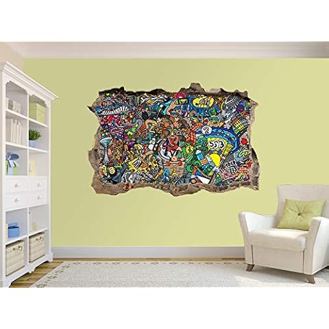 Sports Collage - Graffiti Photo Hole in Wall Sticker Wall Mural (64362878) (30cm x 20cm) Cover