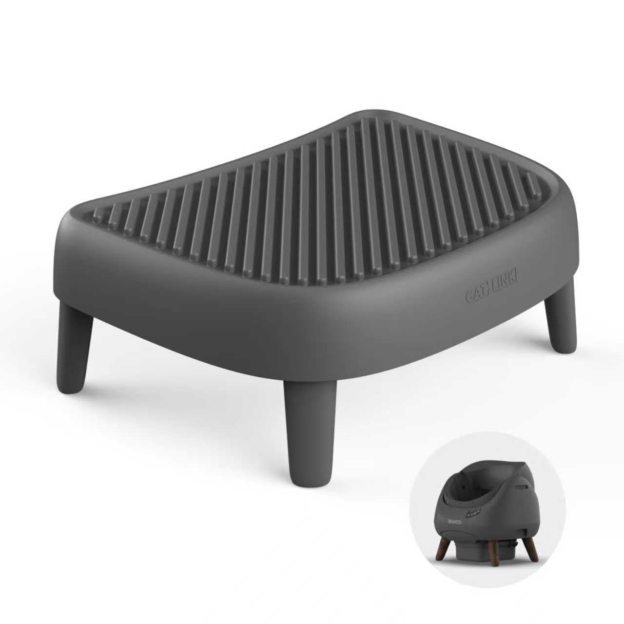 CATLINK Rampa Open-X, Altura 20 cm, Ideal Gatos Mayores/Gatitos, Antideslizante con Rejilla atrapa-Arena, Reduce residuos Fuera Bandeja, Fácil Limpiar, Gris