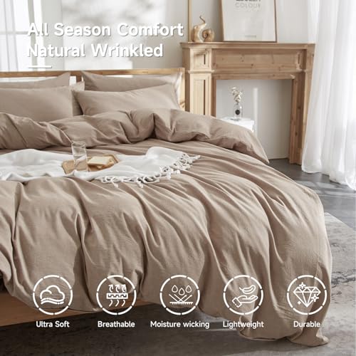 Housse de couette lin et coton bio taupe pour lit King Size - 5