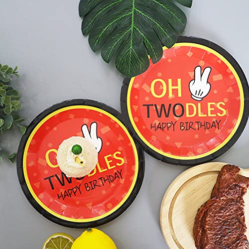 Pandecor 50 Pieces 2Nd Birthday Party Paper Dessert Plates,Oh Twodles 7 Inches Disposable Cake Plates For Children'S 2 Years Old Birthday Party thumb #3