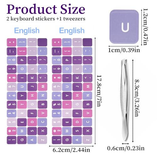 2 unidades de stickers para teclado inglés morado miniatura 2