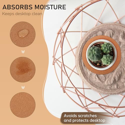 10 Pcs Cork Plant Coasters Extra Thick Plant Mats 3 Sizes Double Layers Cork Coasters 4/6/8 Inch Absorbent Saucer Trivets for Hot Dishes DIY Pads for House Plants Indoors - Image 6