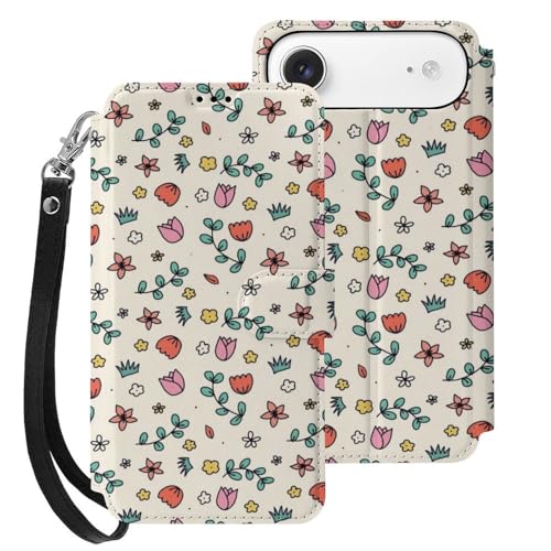 iphone 17用 ケース 花柄 手帳型 と互換性のある カード収納 いphone17用 カバー 手帳型 Puレザー 横置きスタンド機能 折りたたみ スマホケース スタンド付き アイフォン 17用 ケース 内蔵マグネット 開閉式 財布型 軽量 薄型 耐衝