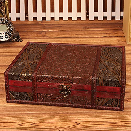 XINWANG Boîte De Rangement en Bois Vintage,Organisateur De Stockage De Stockage De Bijoux De Livre De Taille,décor De Maison De Coffre Au Trésor (Authentique),B Cover