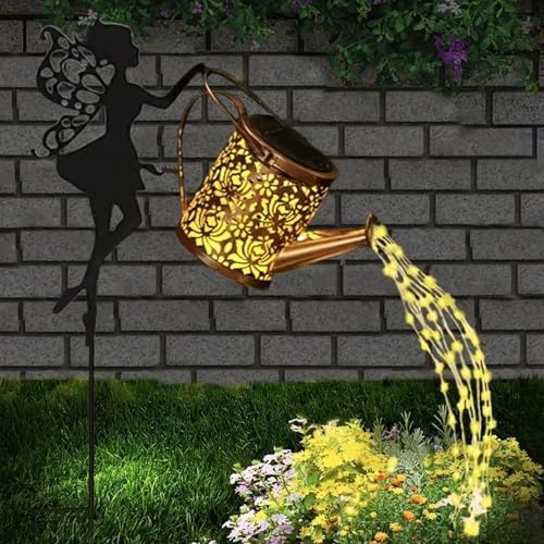 Watering Can Fairy Lights That Transform Your Space in Surprising Ways 5 Solar Watering Can Lights,LED Solar Lantern String Light Outdoor Garden Waterproof Hollowed-Out Retro Metal Water Can Lights,for Garden Patio Yard Pathway Lantern Plant Decoration (Fairy)