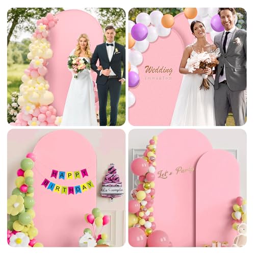 Couverture pour arche ronde de mariage tissu rose stretch double face - 6