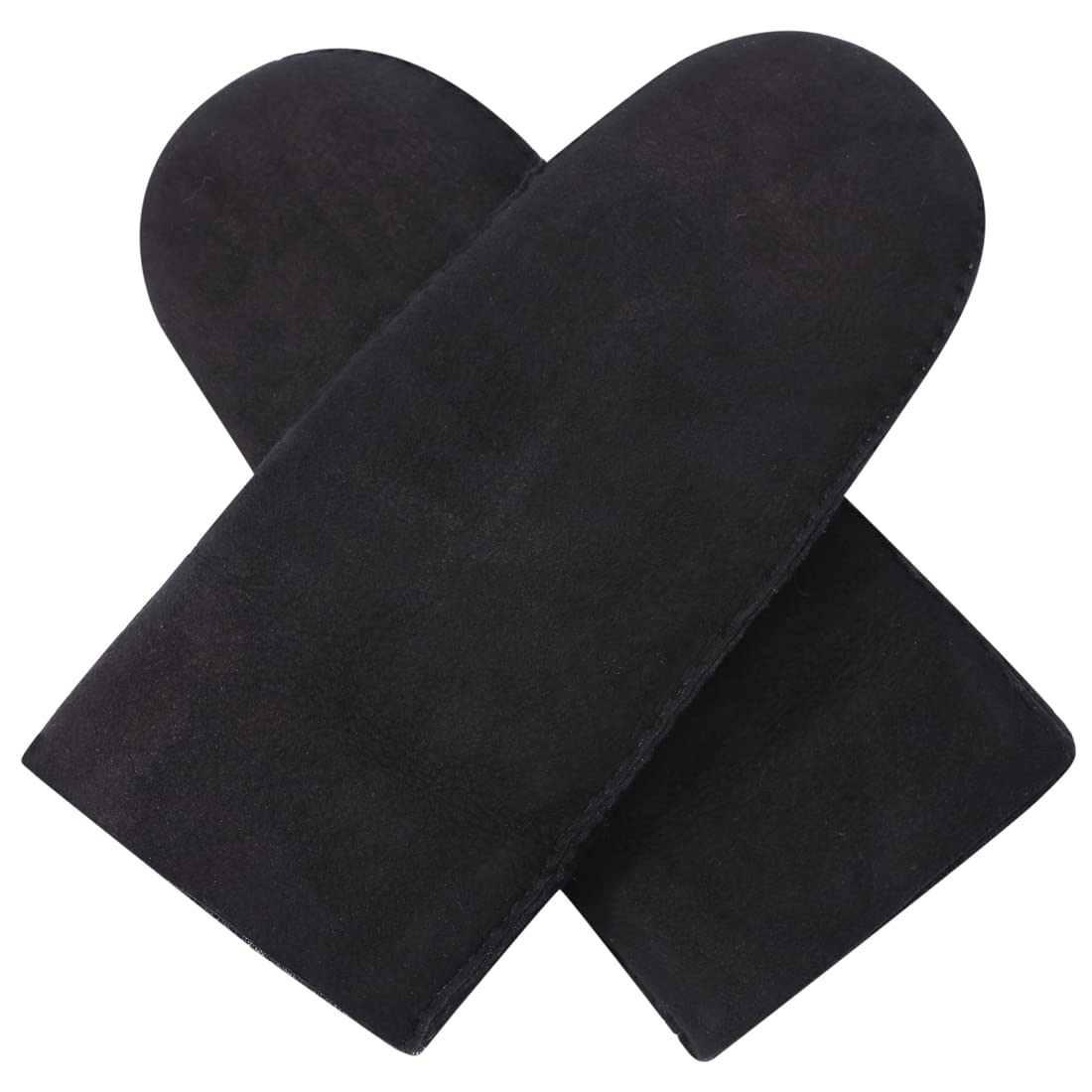 Harssidanzar Donna Guanti in pelle,Mitten pelle scamosciata calda di pecora Shearling Guanti in pelliccia Cuff KL026,Nero,taglia L