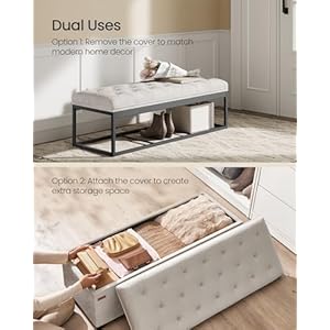 SONGMICS Velvet Storage Ottoman Bench, Foot Rest with Legs, 15.7 x 43 x 15.7 Inches, End of Bed Bench, Storage Chest, Load up to 660 lb, for Living Room, Bedroom, Entryway, Cream White ULSF089W01 SONGMICS Velvet Storage Ottoman Bench Foot Rest with Legs 157 x 43 x 157 Inches End of Bed Bench Storage Chest Load up to 660 lb for Living Room Bedroom Entryway Cream White ULSF089W01