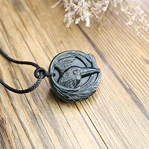 COAI Men's Viking Necklace Bold Eagle Raven Obsidian Necklace for Men Women, Stainless Steel Chain/Adjustable Nylon Cord4