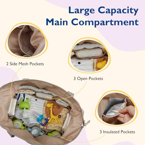 Image of mommore Diaper Bag Tote, Large Capacity Travel Diaper bags, Hospital Bag for Labor Delivery, Baby Bag with Pacifier Case