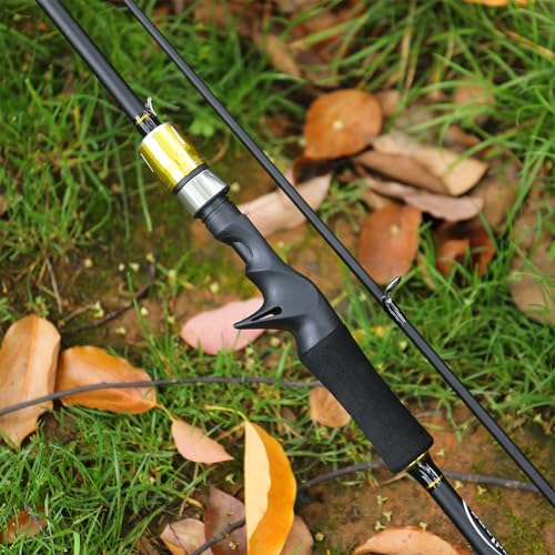 Image of Sougayilang Fishing Rod, Composite Glass & Carbon Fiber Blanks Spinning Rod and Casting Rod, 2Pc Fishing Pole with EVA Handle-Golden-2.1m-Casting
