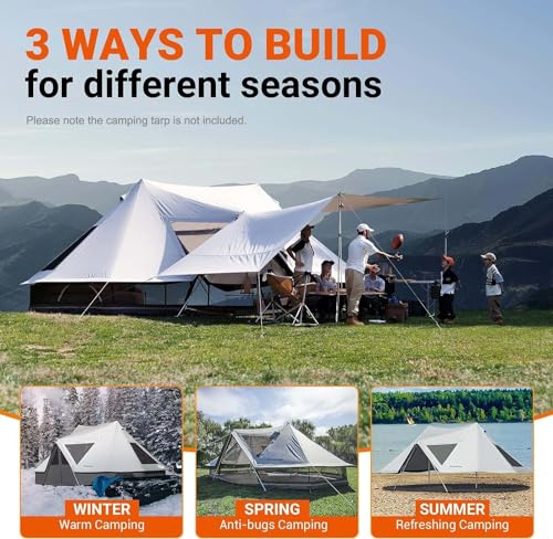KingCamp Canvas Tent for Camping, 4 Seasons Large Waterproof & Windproof Luxury Glamping Tent with Stove Jack for Family Outdoor Camping, Hunting & Parties - Image 6