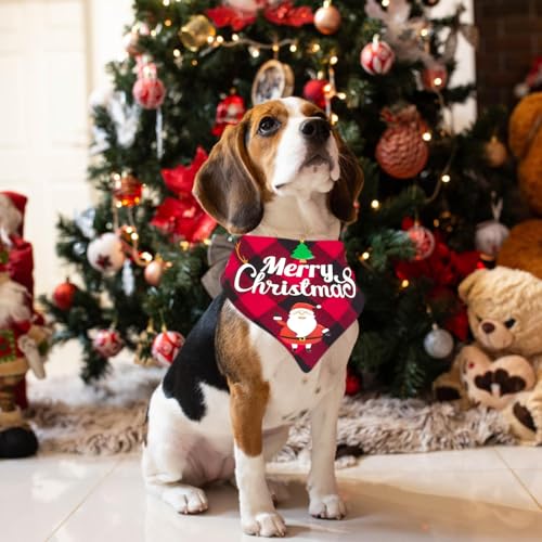 2 Stück Weihnachtshund Bandanas, Hundehalstuch, Schal Halstuch für Weihnachten Haustier Kostüm, Halstuch Hund, Dreieck Haustier Lätzchen für Haustier Weihnachten Kostüm Dekoration Zubehör