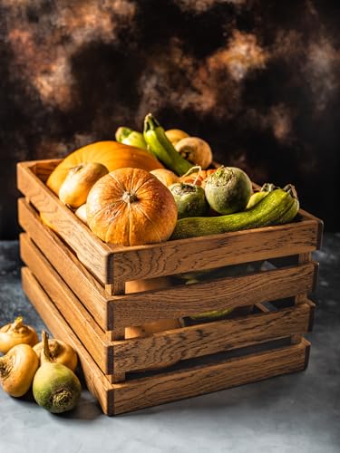 Image of Rustic Storage Bins and Fruit Desk Containers Wood Nesting Storage Box Rustic Wood Crate Table Organizer, 37X23X14 Cm, Brown