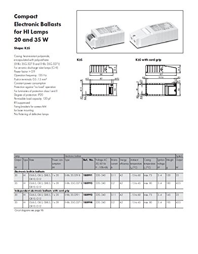 Fuente de alimentación eléctrica para lámparas de descarga HI 20 W