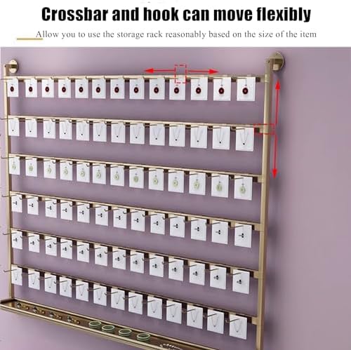 Wall Mounted Metal Jewelry Organizer - 5-Tier Display Shelf for Earrings, Necklaces, Keyrings - Perfect for Retail, Boutiques & Home Décor Storage Solutions