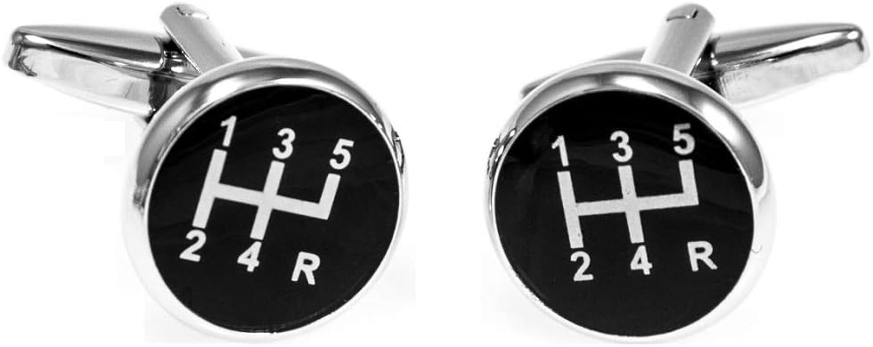 5 Speed Gear Shift Stick Knob Car Auto Racing Race Cufflinks with a Presentation Gift Box & Polishing Cloth