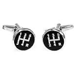 MRCUFF 5 Speed Black Gear Stick Shifter Shift Knob Car Auto Racing Race Pair of Cufflinks in a Presentation Gift Box with a Polishing Cloth