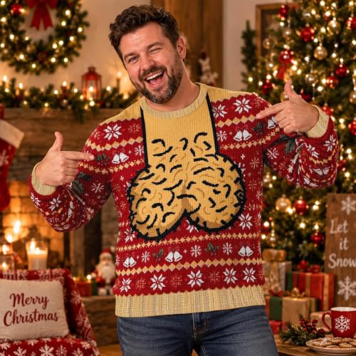 Ugly Christmas Sweater Men Funny Inappropriate Humor Long Sleeve Sweaters - image 6