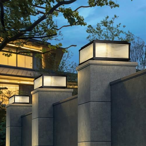 SHOLYARD Large Columns and Pillars Solar Post Lights Outdoor, Outdoor Post Lights Hard Wired Waterproof for Garden Yard, Modern Solar Lamp for Outdoor Column Pedestal