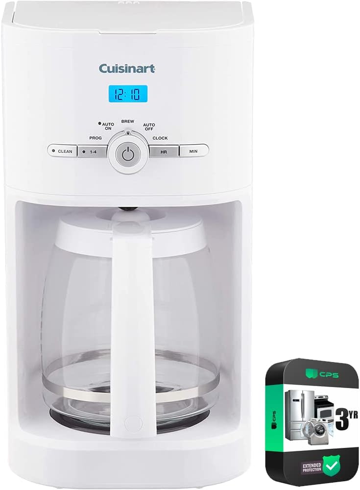 Cuisinart DCC-1120 Brew Central 12-Cup Programmable Coffeemaker White Bundle with 3 YR CPS Enhanced Protection Pack