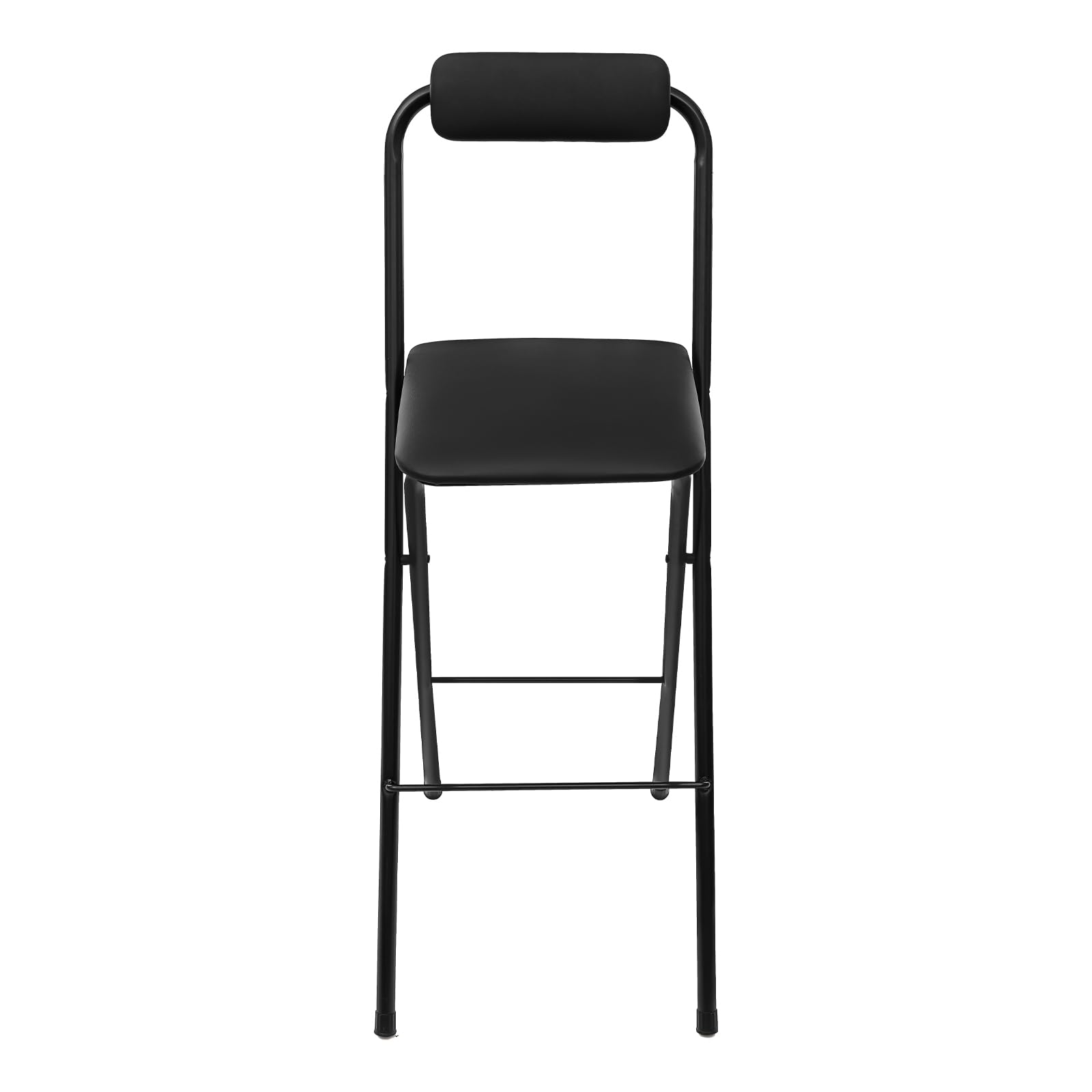 Tabouret de bar portable - Chaise haute pliable - 75 cm - Avec dossier - Tabouret pliable rembourré - Pour bar, café, capacité de charge 125 kg - Noir