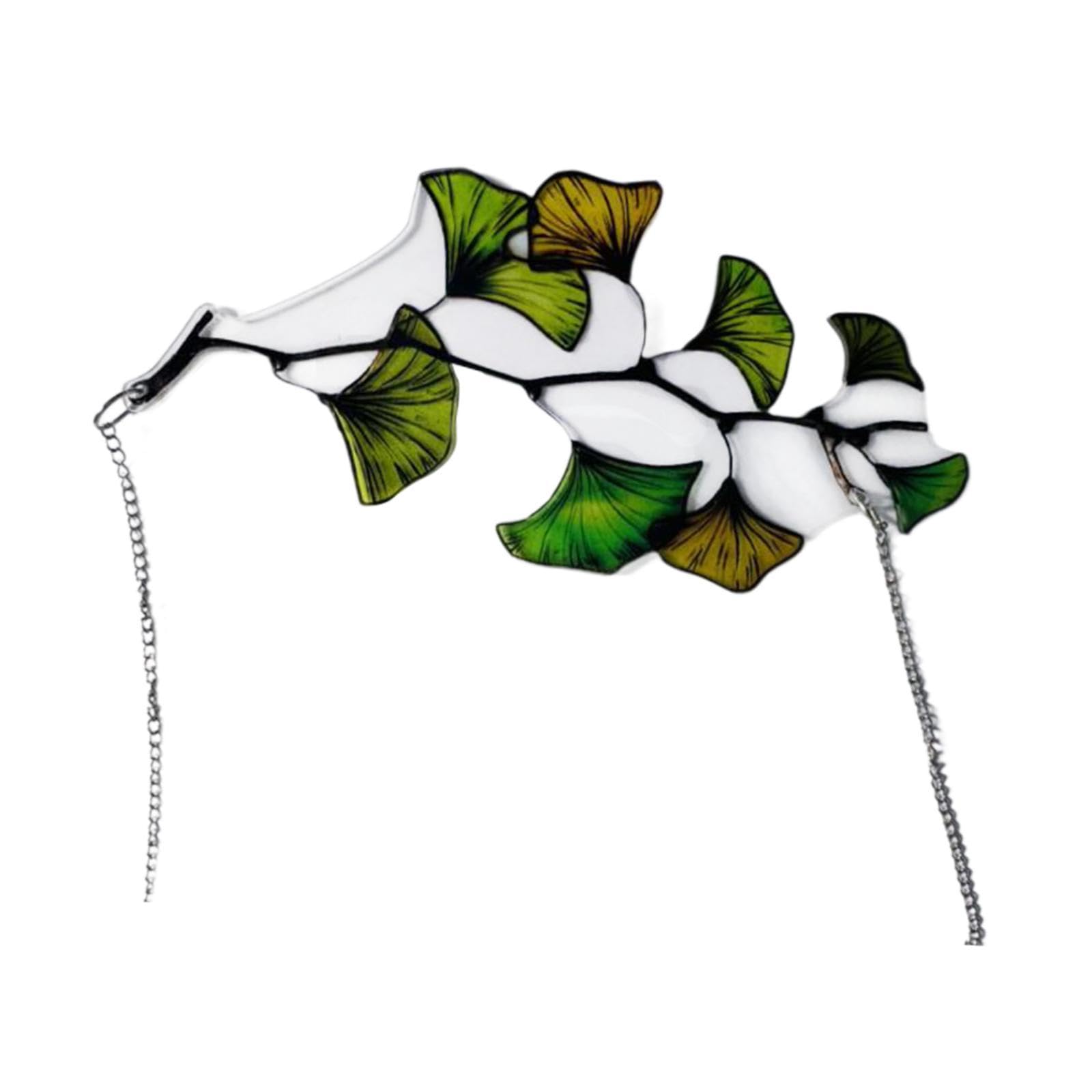 FABLOFT Suncatcher Panel Leaf Home 2D Gingko Shape Garden Metal Chain Wall Art Decor 15cm-image-11