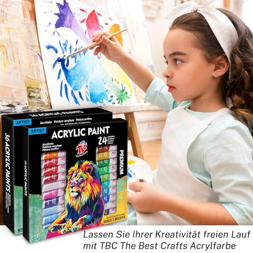Image of 24 Colors(9.5ml /Tube) Acrylic Paints for Artists(22 Basic & 2 Metallic Colours), Ideal Acrylic Art Set for Canvas, Wood, Rock Painting, School /Classroom Art Supplies Essentials for Kids & Adults
