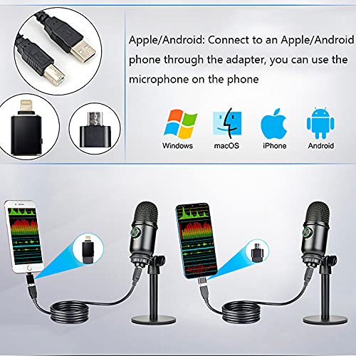 QGWZ USB-Mikrofon Metall-Kondensator-Aufnahmemikrofon für MAC- oder Windows-Laptop Voice Recording Studio mit… – Bild 6