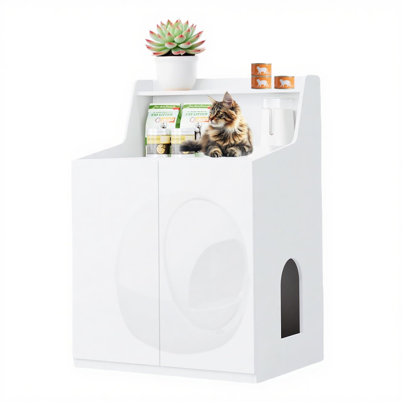 Large/Tall Cat Litter Box Enclosure Furniture, Hidden Cabinet for Self-Cleaning Litter Boxes with Storage Shelf,Furniture for Automatic Litter Boxes