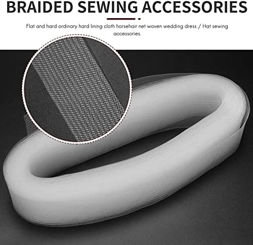 Pyatofyy Polyester Horsehair Braid, 2Inch 50Yards Flat Stiff Braid, Crinoline Horsehair Mesh Braid for Wedding Dress Dance Dress Hat Sewing Accessories, White Stiff Horsehair Braid