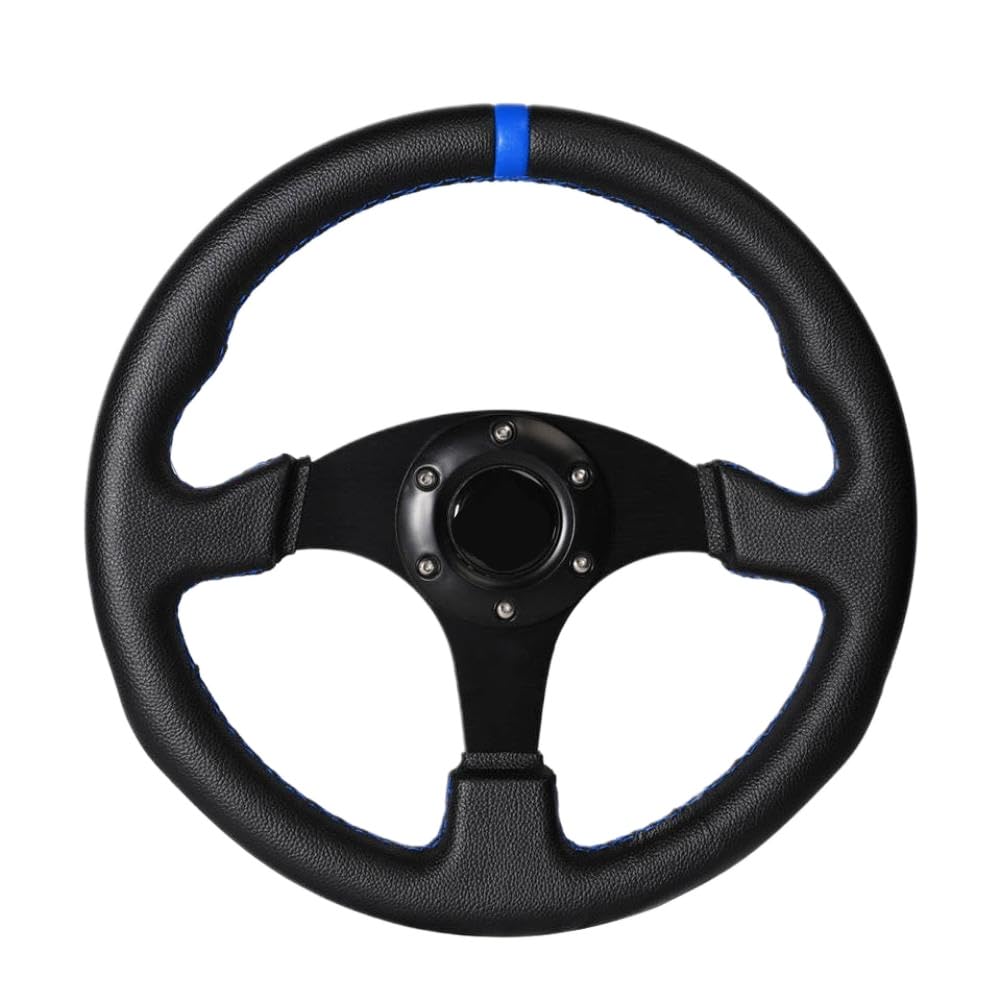 CSbhMQdPN Volante plano 330 mm 13 pulgadas Aluminio PVC Drift Simulación Juego de carreras Volante Universal Compatible con controladores de juegos de carreras(Blue)