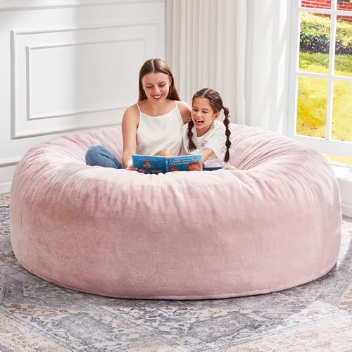 Image of Hobestluk Bean Bag Chair for Adult Giant Beanbag with Filler Pink 6FT | Breathable Material Removable Machine Washable Cover Memory Foam Living Room Bedroom Reading Gaming Oversized Large Big