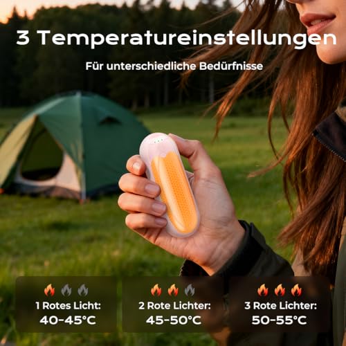 VOSFEEL Handwärmer Elektrisch 2er-Pack, Magnetische Handwärmer 3 Einstellbaren Heizmodi… – Ansicht 3