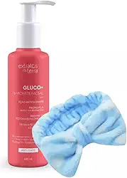 Sabonete Facial Gluco+ 130ml – Limpeza Profunda, Ação Antioxidante e Hidratação para Peles Sensíveis e Envelhecidas + Faixa de Cabelo Felpuda