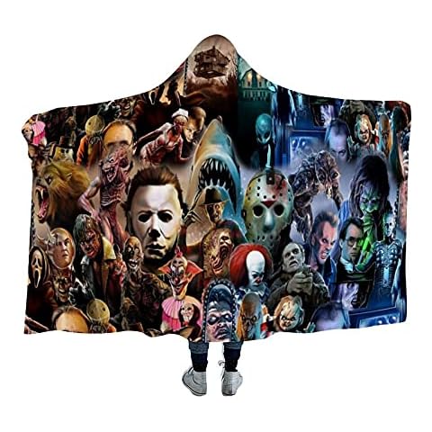 Halloween Blanket Terror Art En 2021 Sherpa Hooded Blanket Flannel Fleece Couch Quilted Blankets for Kids Adults 60"×80" Cover