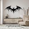 PLTZCRAFT Majestic Bat Metal Wall Art Giant Bat Wall Decor Gothic Home Decor Scary Halloween Decor Living Room Sculpture Housewarming Gift 54 x 27