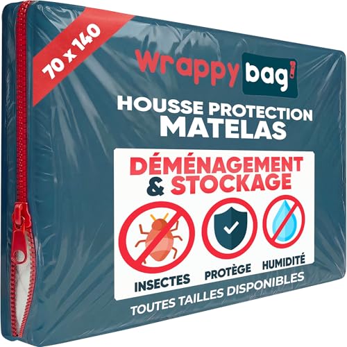 WRAPPYBAG – Housse de Protection Opaque pour Matelas – 5 Tailles Disponibles – Sac Résistant, Idéal pour Déménagement, Stockage et Transport - 70 x...