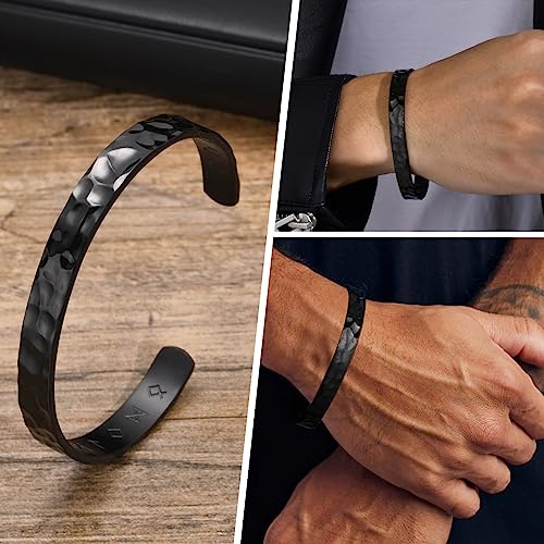 Mealguet Hammer Finished Bangle Bracelet,Black thumb #5