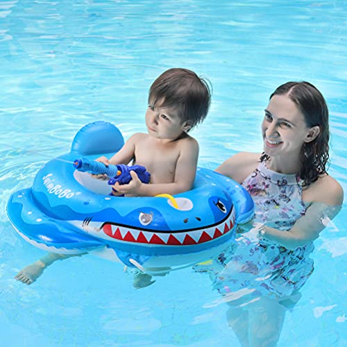 Inflatable Shark Boat Pool Float For Kids With Built-In Squirt Gun, Inflatable Ride-On For Children Aged 3-6 Years (Blue Shark With Squirt Guns) #TOP4