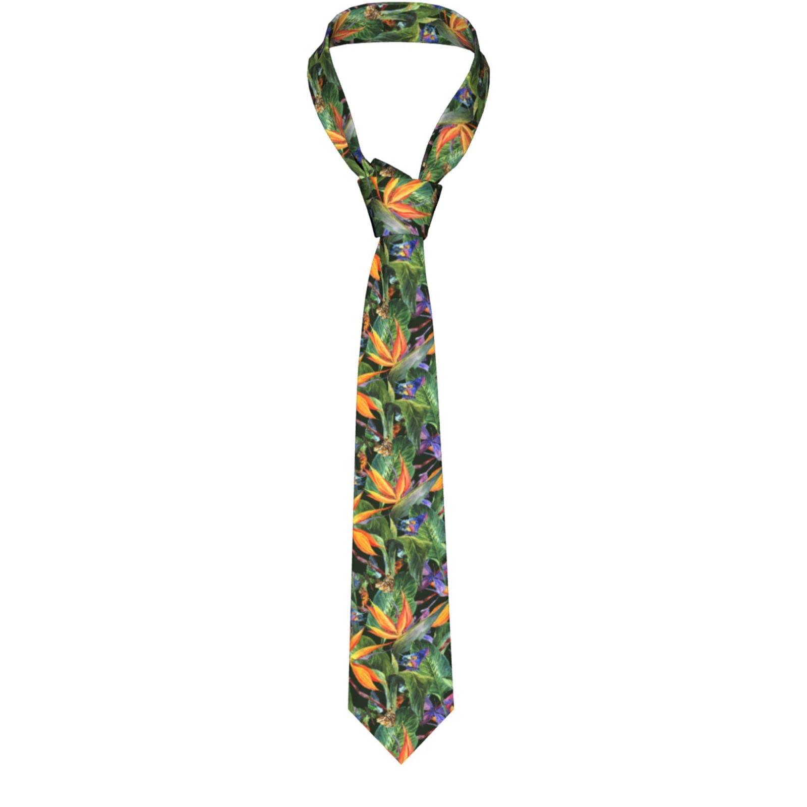 Gambo Mens Ties Watercolor Bird Of Paradise Butterfly Men'S Neckties Novelty Skinny Tie For Business Party Wedding Suit