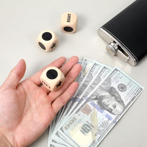 KFHENSOMR 3Pcs Left Right Center Game Dice 1.2 Inch Fun Left Right Roll Dice Game Set Lotus Wood Dices with Drawstring Bag Wooden Dices Accessorie Easy to Store and Carry Around for Travel