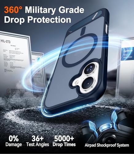 Image of Magnetic Compatible with iPhone 16 Case, [Built-in Invisible Kickstand][Compatible with MagSafe] [Military Grade Shockproof] Slim Translucent Matte Phone Case for iPhone 16 6.1 inch