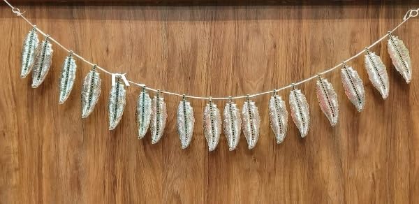 German Silver German Silver Stone Mago Leaf toran, 42" end to end for Diwali, Housewarming, Home décor, Color - Silver
