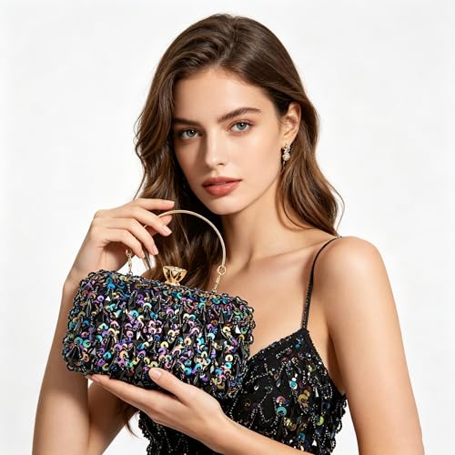Image of RomanticDesign Women Bling Evening Bag Fashion Embroidered Beaded Sequin Clutch Cocktail Wedding Party Purse