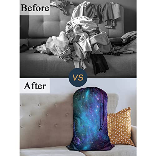 Swono-Starry-Sky-Laundry-Bag-with-Drawstring-Straps-Heavy-Duty-Extra-Large-Laundry-Bags-for-Laundromat-Household-Galaxy-Nebula-Cloud-Cluster-Stars-Aerospace-Travel-Dirty-Clothes-Bag-Purple-Blue Swono Starry Sky Laundry Bag with Drawstring Straps Heavy Duty Extra Large Laundry Bags for Laundromat Household Galaxy Nebula Cloud Cluster Stars Aerospace Travel Dirty Clothes Bag Purple Blue